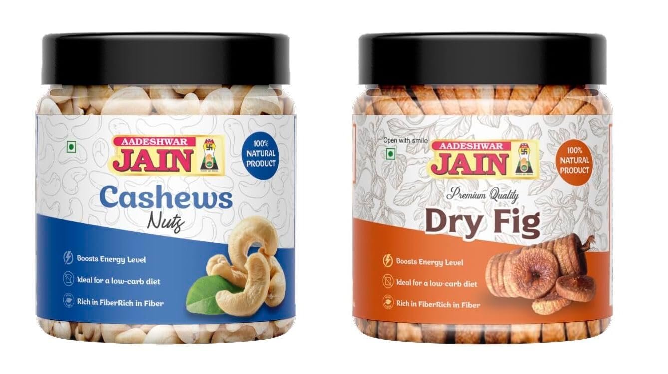 Aadeshwar Jain Cashews And Anjeer Combo 400Gm Each (Total 800Gm)