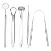 ELBME Tongue Scraper Set Stainless Steel Teeth Cleaner Tongue Scrapers Mouth Mirrors for Adults Set of 5 Teeth Cleaning Tools Oral Care Kit/ view 1