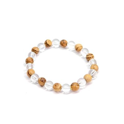 The Cosmic Connect Find Balance, Strength & Peace with Our Wood & Crystal Bracelet | 8mm Premium Beads | Reiki Energized & Activated