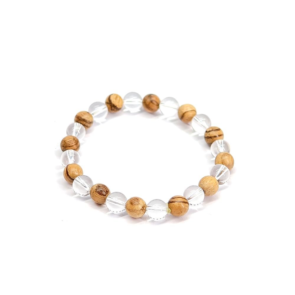 The Cosmic Connect Find Balance, Strength & Peace with Our Wood & Crystal Bracelet | 8mm Premium Beads | Reiki Energized & Activated