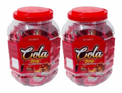 Bakemate Cola Fizzy Flavoured Hard Candy | Candy for Kids | Candy in Jar | Fizzy Combo Pack for Kids and Adults, Pack of 2 (2 X 608g)