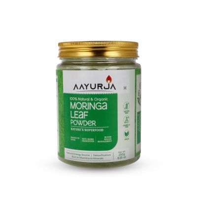 AAYURJA Moringa Leaf Powder | Organic Superfood with Natural Vitamins, Minerals & Antioxidants | Energy, Immunity & Detox Support | Vegan, Gluten-Free, Chemical-Free | 250g