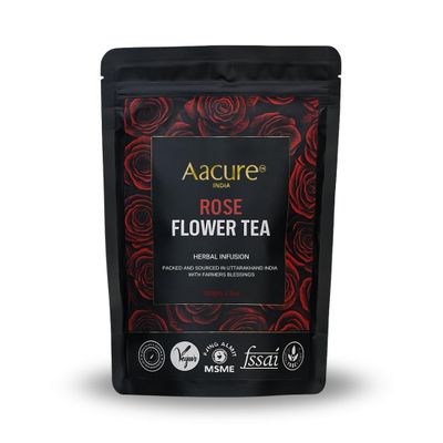 Aacure, Rose Flower Tea 120+Cups,100gms | Organic Rose Petals Tea |RICH VITAMIN-C |Beautiful Hair & Skin - Caffeine Free - Flower Based