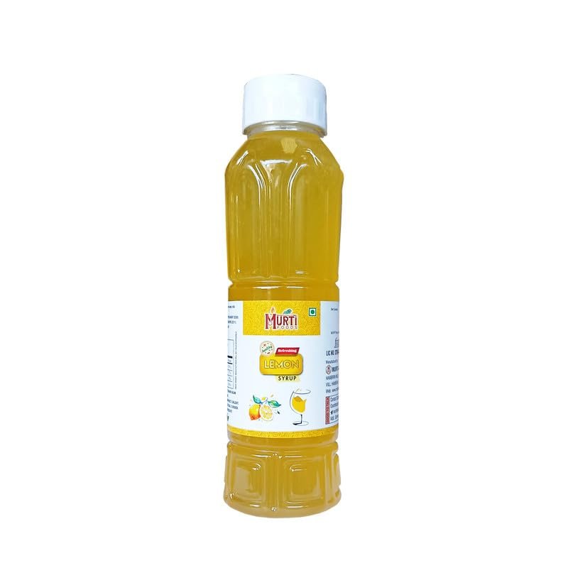 MURTI Lemon Syrup 650ml | Refreshing Tangy Drink Mix | Ideal for Summer Beverages | Natural Lemon Flavor | Ideal for Juices, Shakes & Cocktails | Hygienically Packed | Easy to Use