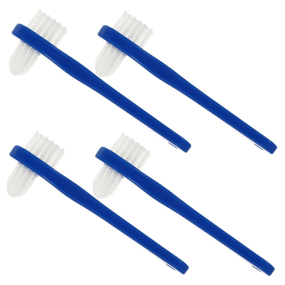 ELBME 4 Pcs Portable Cleaning Brush Denture Brush Portable Denture Toothbrush Double Heads Cleaning Brush Portable Toothbrush Manual Toothbrushes Small Denture Cleaning Brush Aldult Pp_1