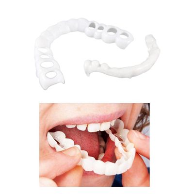 ELBME Silicone Upper/Lower FALSE Teeth Dental Veneers Dentures Fake Tooth Upper_1