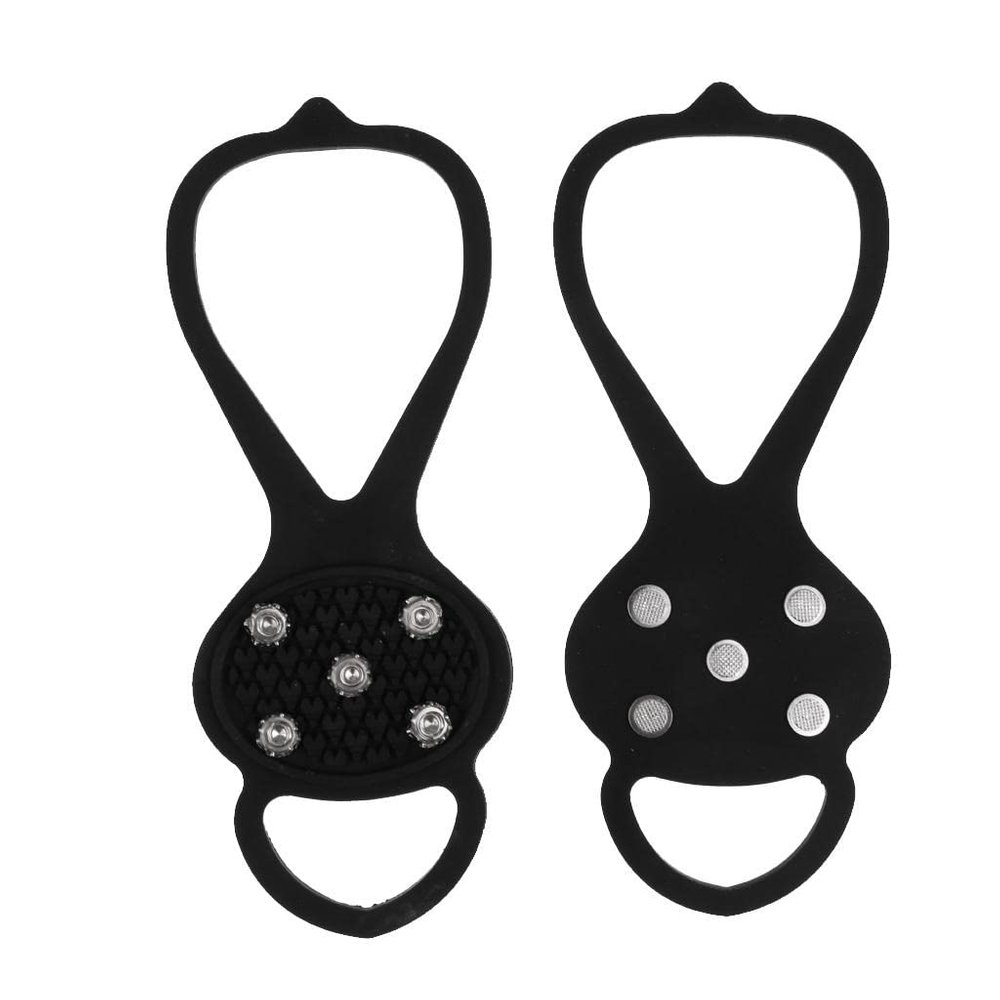 ELBME Non-Slip Five Teeth Snow Ice Cleats Grippers Grips Spikes Shoes Soles Boots Ice Fishing Climbing | Rubber | 1 Pair Ice Grippers_1