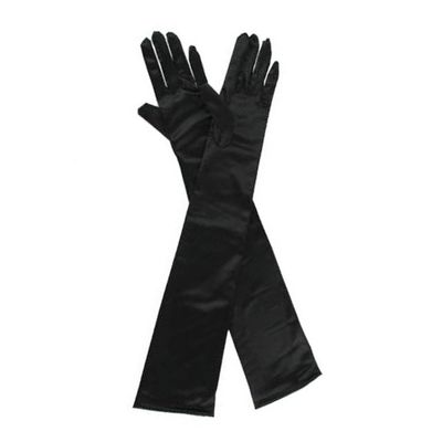 ELBME Women's Satin Opera Evening Long Gloves (Black, Free Size)_1
