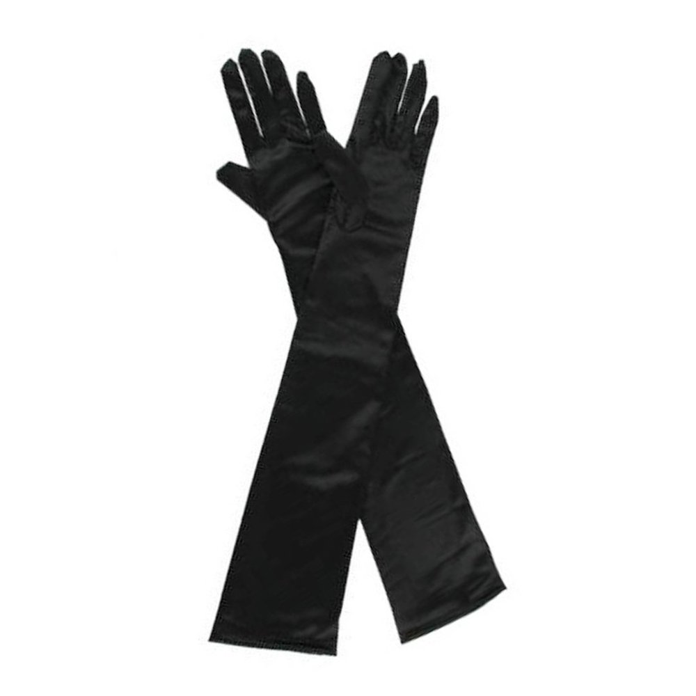 ELBME Women's Satin Opera Evening Long Gloves (Black, Free Size)_1