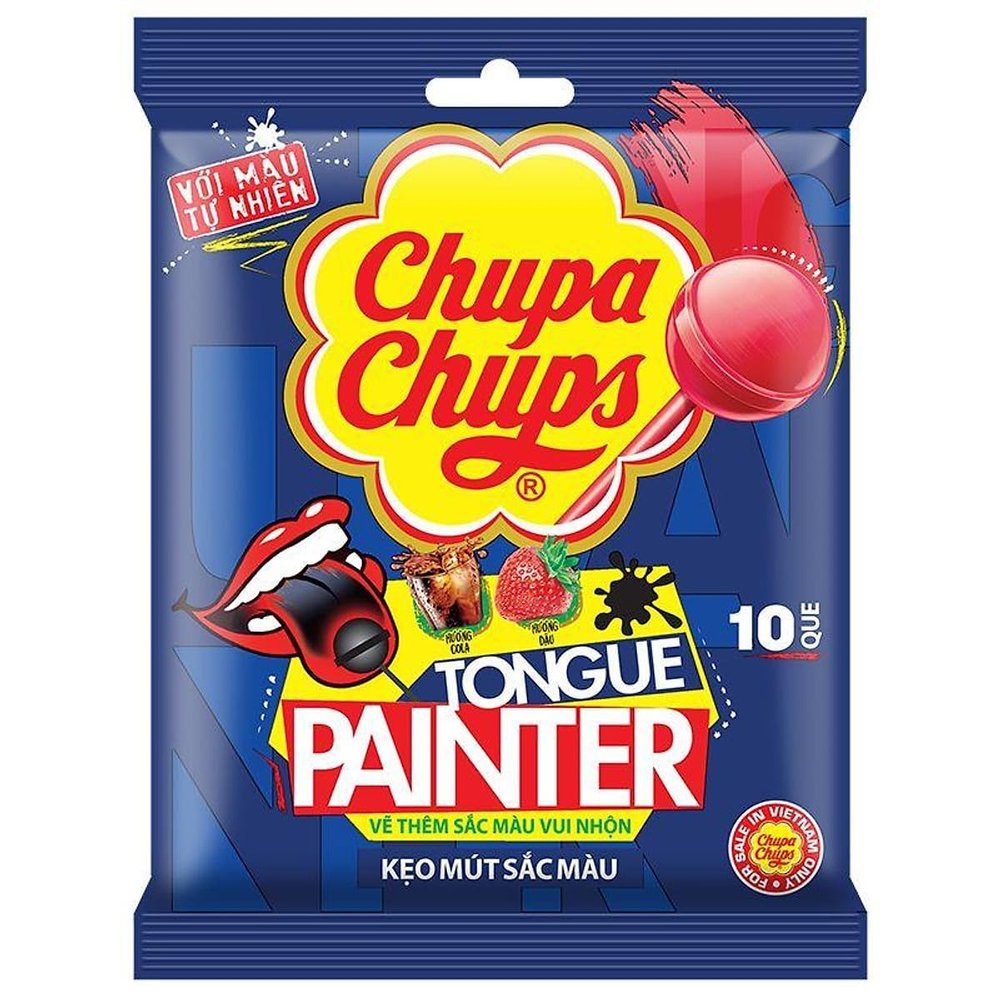Chupas Chups Tongue Painter Lollipops, Cola and Strawberry Flavours, 93gm