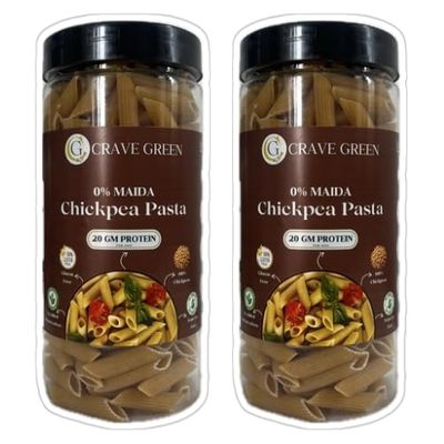 CRAVE GREEN Chickpea Pasta | No Rice - No Maida | Vegan | Gluten Free | High Protein | (Chickpea Penne Pasta, 250gm (Pack of 2)