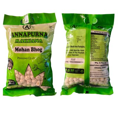 ANNAPURNA MAKHANA Premium Fox Nuts, Big Size Phool Makhana, Mohan Bhog (1 Kg, Pack of 1)