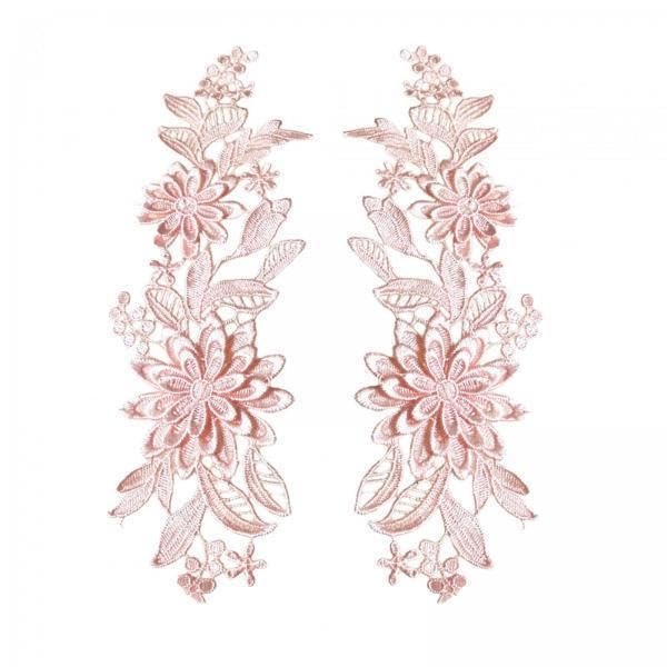 CALANDIS? 2x2Pcs Lace Applique Flower Embroidery Applique for Wedding Prom Dress Clothes Pink | Crafts | Sewing | Embellishments & Finishes | Trims