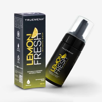 Truemenn Lemon Fresh Intimate Wash for Men | pH Balanced Daily Hygiene Wash with Lemon Extract & Niacinamide | Fights Odour, Itch & Maintains Freshness | Dermatology Tested 100ml