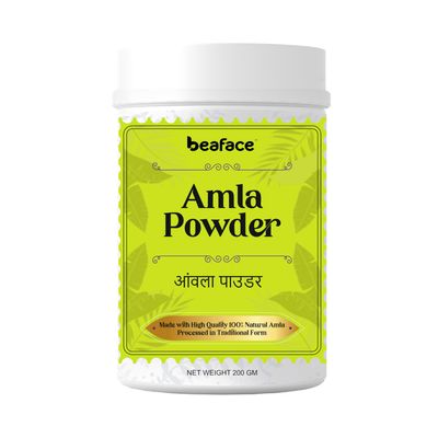 Beaface Premium Pure Amla Powder For Hair Growth 200g | Amla Powder Ideal for Eating, Drinking & Skin | Rich in Vitamin C, Fights Dandruff, Strengthens Hair, Maintains Skin Glow | Chemical Free
