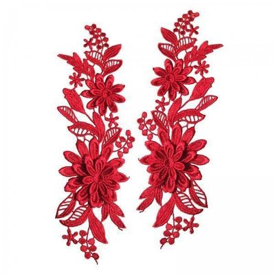 CALANDIS? 3x2Pcs Lace Applique Flower Embroidery Applique for Wedding Prom Dress Clothes Red | Crafts | Sewing | Embellishments & Finishes | Trims
