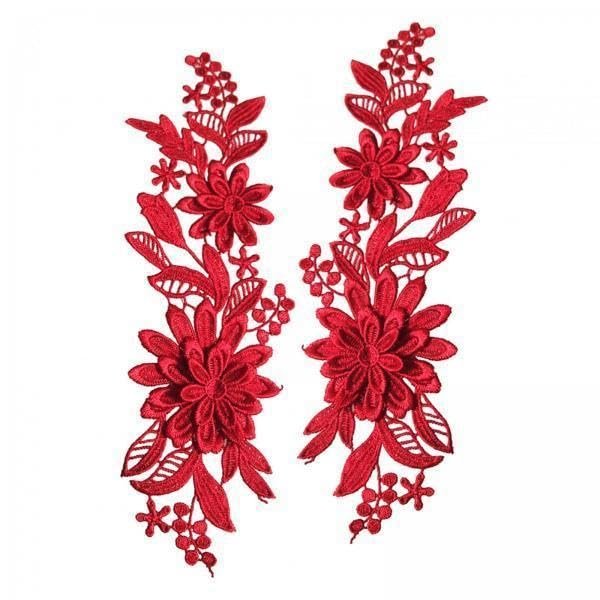 CALANDIS? 3x2Pcs Lace Applique Flower Embroidery Applique for Wedding Prom Dress Clothes Red | Crafts | Sewing | Embellishments & Finishes | Trims