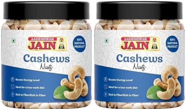Aadeshwar Jain Cashews (800Gram) | Whole Cashew Nuts | Premium Kaju | Dry Fruits rich in Protein | Rich in Fibre | Healthy Snacks ([ 200gm X 4 ] pack of 4)