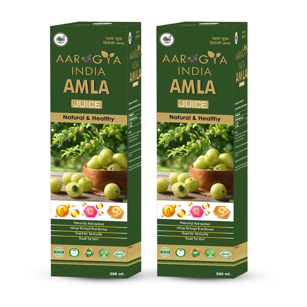 Aarogya India Amla Juice | Rich Source of Vitamin C | Effective Antioxidants for Immunity boosting Hair and Skin | Pure, Natural and 100% Ayurvedic Juice 1000ml