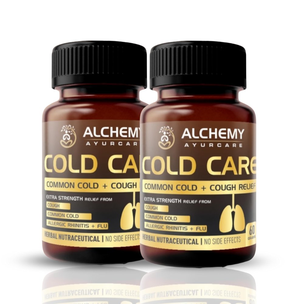 Cold Care Granules by Alchemy Ayurcare Cold & Flu Support Herbal Immunity Supplement with Elderberry, Andrographis, Tulsi, Ginger & Vitamin C Fast Relief, Natural Defense 100 gm granules bottle, Pack of 2
