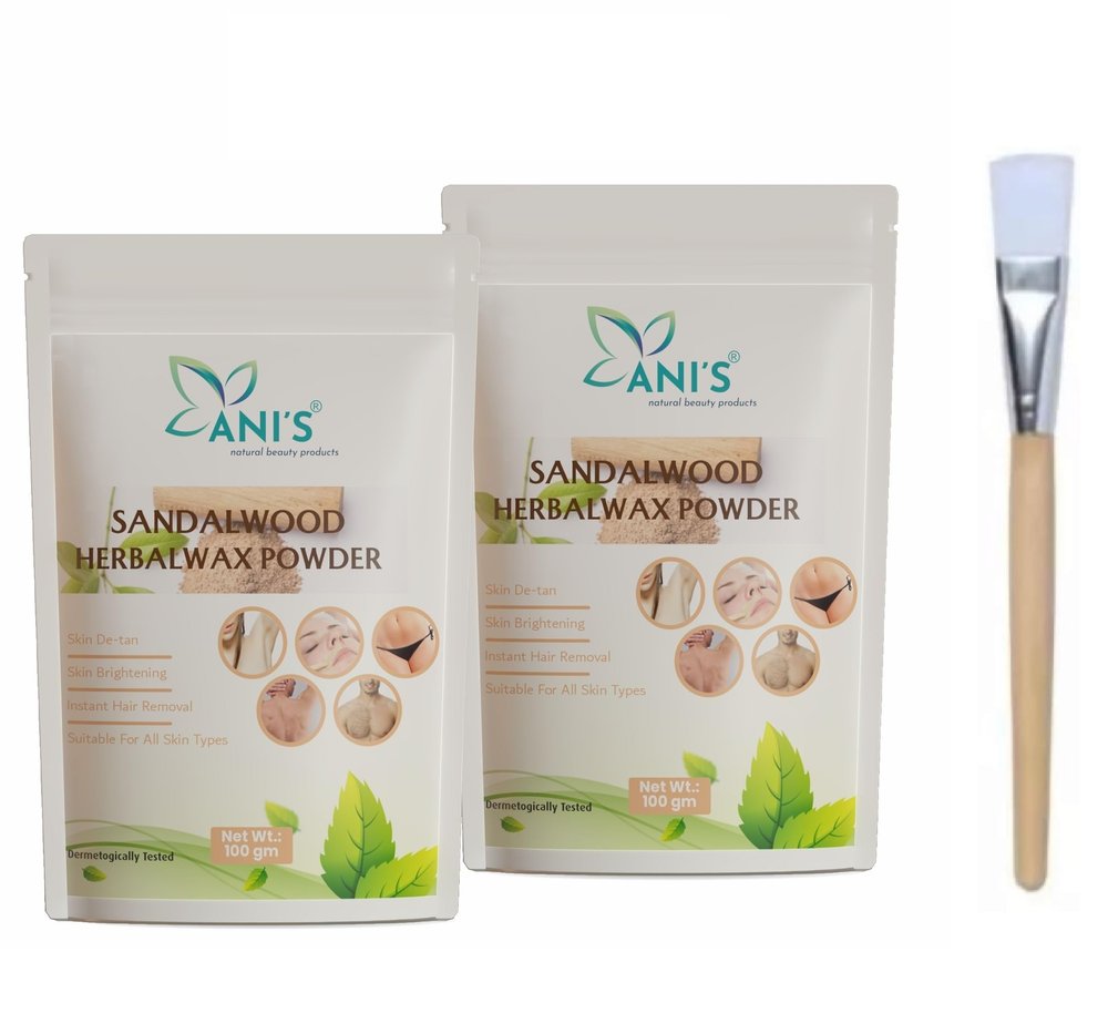 Ani's Sandalwood Herbalwax Powder for Hair Removal, Pack of 2, 100g Each, SLS & Paraben Free, All Skin Types