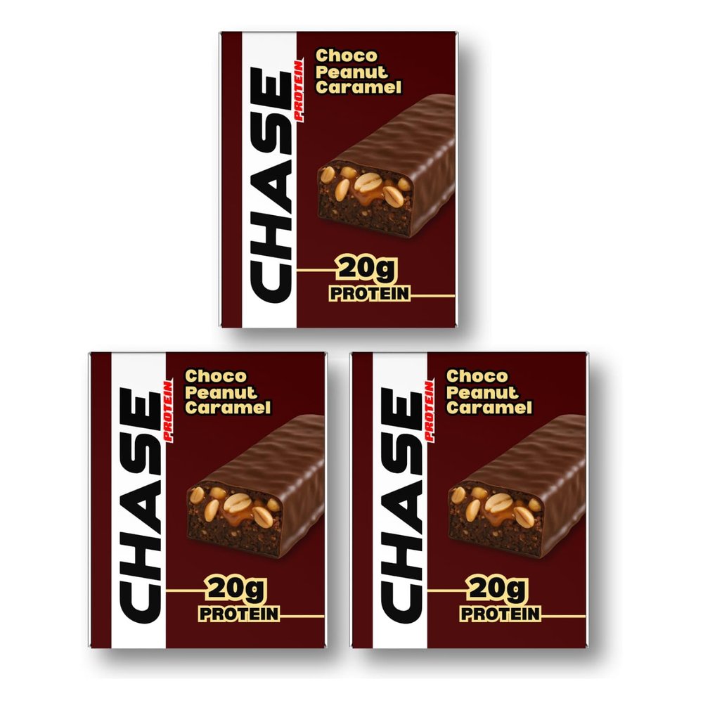 Chase Protein Bar 60g (Pack of 18, Choco Peanut Caramel) | 20g Protein | Isolate Whey, No Added Sugar & Low GI | Soft Chew Energy Bar for Muscle Gain, Pre/Post Workout | Healthy Snack for Adults