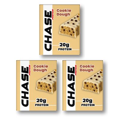 Chase Protein Bar 60g (Pack of 18, Cookie Dough) | 20g Protein | Isolate Whey, No Added Sugar & Low GI | Soft Chew Energy Bar for Muscle Gain, Pre/Post Workout | Healthy Snack for Adults