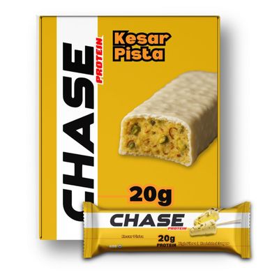 Chase Protein Bar 60g (Pack of 6, Kesar Pista) | 20g Protein | Isolate Whey, No Added Sugar, Low GI & High Fiber | Soft Chew Energy Bar for Muscle Gain, Pre/Post Workout | Healthy Snack for Adults