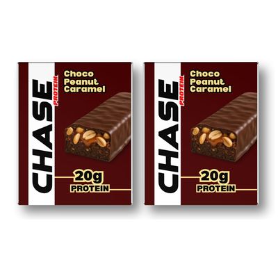 Chase Protein Bar 60g (Pack of 12, Choco Peanut Caramel) | 20g Protein | Isolate Whey, No Added Sugar & Low GI | Soft Chew Energy Bar for Muscle Gain, Pre/Post Workout | Healthy Snack for Adults
