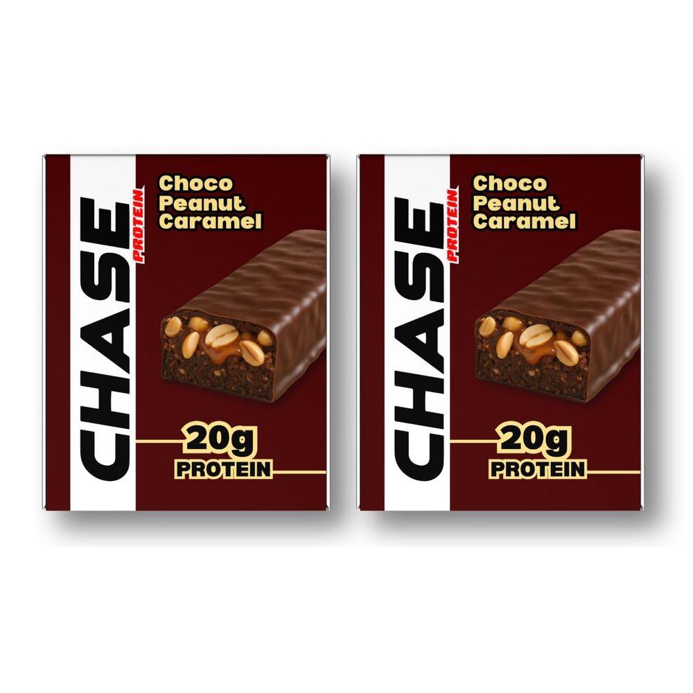 Chase Protein Bar 60g (Pack of 12, Choco Peanut Caramel) | 20g Protein | Isolate Whey, No Added Sugar & Low GI | Soft Chew Energy Bar for Muscle Gain, Pre/Post Workout | Healthy Snack for Adults