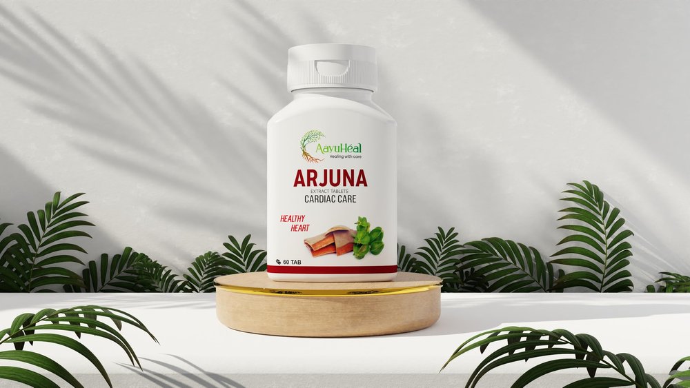 AayuHeal Arjuna Extract Tablets  60 Tablets | Heart Health Support | Natural Blood Pressure & Cholesterol Management | Ayurvedic Cardiovascular Wellness