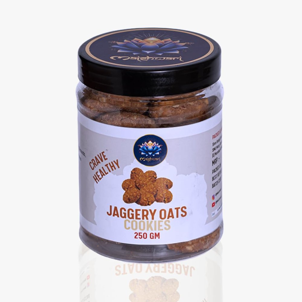 MAISHWARI Wholesome Jaggery & Oats Cookies | No Refined Sugar | High-Fiber Healthy Snack | Natural, Guilt-Free Treat for All Ages (250 Gm)