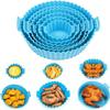 Veemok 6 Pcs Reusable Silicone Air Fryer Liners  Non-Stick, Heat-Resistant Round Basket Trays with Handles | Oven & Microwave Safe | Dishwasher Friendly | Multicolor Cooking Accessories Set view 2