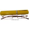 Pen Style Reading Glasses for Men & Women +1.00 to +3.00 Slim Pocket Readers with Aluminum Case & Cleaning Cloth Compact Lightweight Unisex Eyeglasses (Gold, Brown, Grey) (GOLD, 2, Diopters) view 2