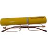 Pen Style Reading Glasses for Men & Women +1.00 to +3.00 Slim Pocket Readers with Aluminum Case & Cleaning Cloth Compact Lightweight Unisex Eyeglasses (Gold, Brown, Grey) (GOLD, 2, Diopters) view 4
