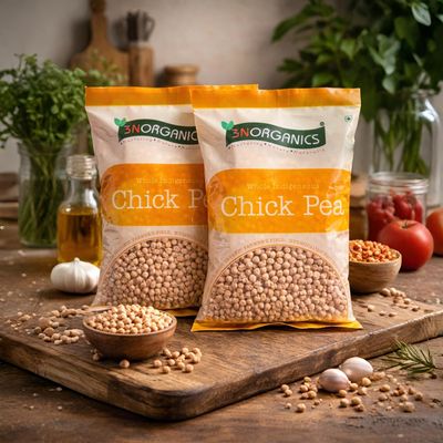 3N ORGANICS Premium White Kabuli Chana/Chole | Naturally Protein-Rich, Unpolished Chickpeas | Ideal for Chole Bhature, Salads & Curries | Hygienically Packed Chana for Daily Cooking (Chickpeas- 1 kg)