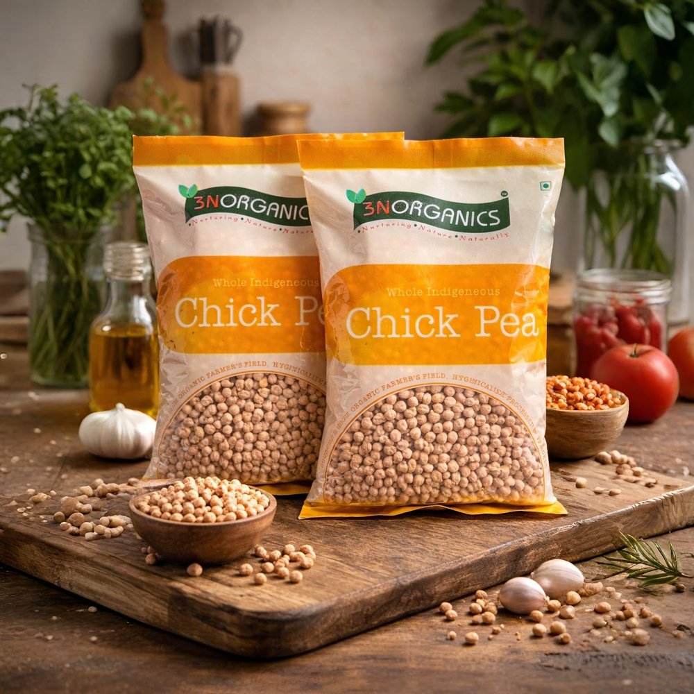 3N ORGANICS Premium White Kabuli Chana/Chole | Naturally Protein-Rich, Unpolished Chickpeas | Ideal for Chole Bhature, Salads & Curries | Hygienically Packed Chana for Daily Cooking (Chickpeas- 1 kg)