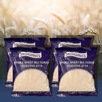 3N ORGANICS Multigrain Digestive Atta | Flours | Millet Mix with Sorghum, Bajra, Oats, Jowar, Chickpea | Gluten-Free | High Protein | Fiber Atta (2 kg)