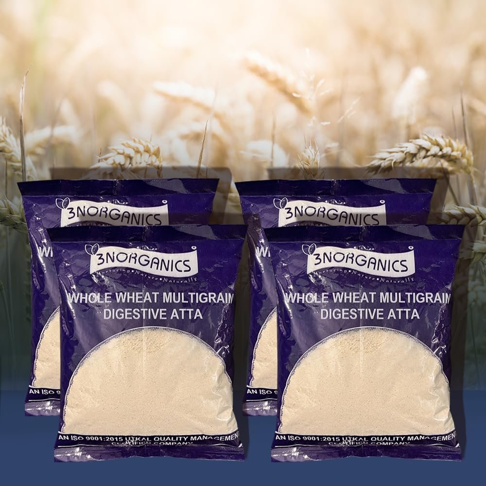 3N ORGANICS Multigrain Digestive Atta | Flours | Millet Mix with Sorghum, Bajra, Oats, Jowar, Chickpea | Gluten-Free | High Protein | Fiber Atta (2 kg)
