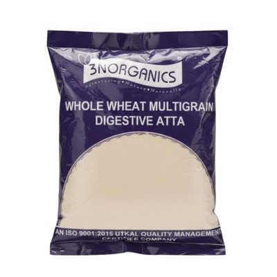 3N ORGANICS Multigrain Atta - 500 Gm | Flours | Millet Mix with Sorghum, Ragi, Bajra, Oats, Jowar Gluten-Free| High Protein, Fiber Atta