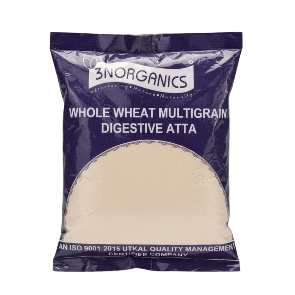 3N ORGANICS Multigrain Atta - 500 Gm | Flours | Millet Mix with Sorghum, Ragi, Bajra, Oats, Jowar Gluten-Free| High Protein, Fiber Atta
