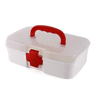 ALTRICITY Portable First Aid Box with Transparent Lid & Detachable Tray 3 Compartments for Organized Storage