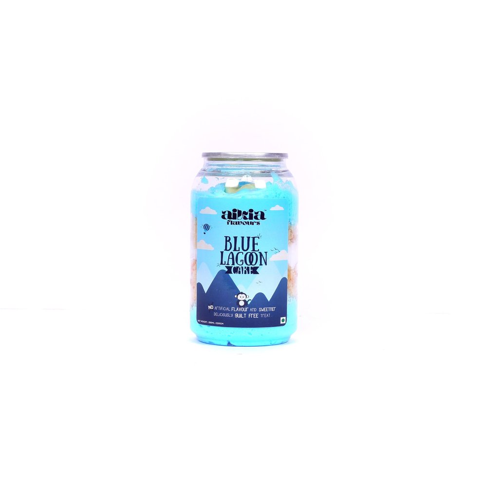 Aikia Flavours Blue Lagoon Cake | 330ML Can | Premium Blue Lagoon Cake in a Can Rich Decadent Flavor | Palm Oil & Trans Fat-Free | No Artificial Sweeteners | Ready-to-Eat | Long Shelf Life | Diet-Friendly Dessert