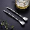 black sparrow 2Pcs Removable Stainless Steel Straw Filter Spoon, Yerba Mate Bombilla Straw, Reusable Metal Straw Spoon Cocktail Stirrer for Drinking Loose Tea, Ice Coffee view 1