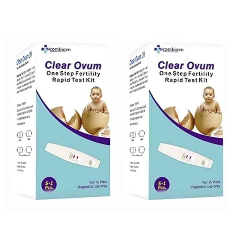 Clear Ovum Ovulation Kit, One Step Fertility Test Kit, Ovulation Kit For Women, 5 Ovulation card plus 1 Pregnancy test card in 1 pack. 2 Pack Combo.