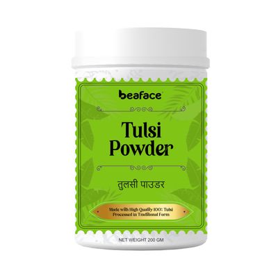Beaface Organic Tulsi Powder | Natural Tulsi Leaf Powder for Face & Skin Care - 200 gm