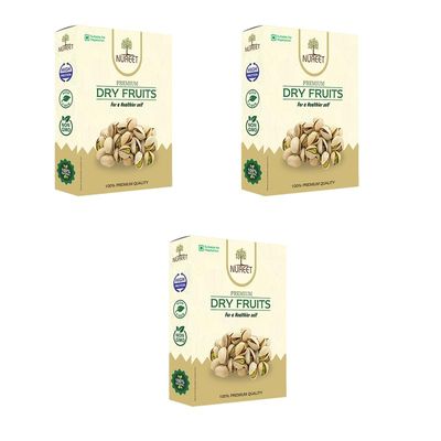 NUREET Pistachio (100G) Pack Nutrient-Rich, Dried Fruits & Seeds Healthy & Delicious Snack Preservatives Free Ideal For Travel & Workout, Pack Of 3