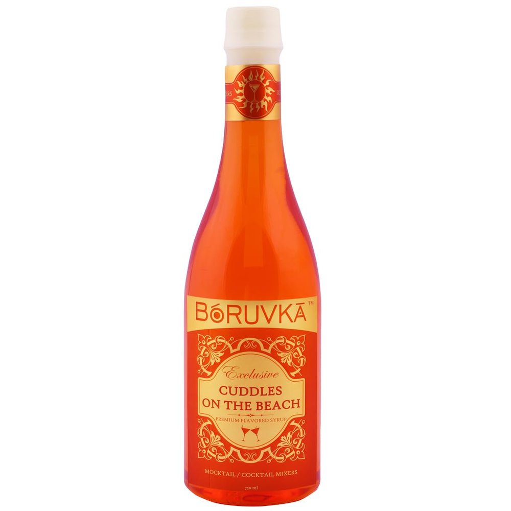 BORUVKA - (PEACH-CRANBERRY-ORANGE Blend) Mocktail Cocktail Mixer- CUDDLES ON THE BEACH Premium Flavoured Syrup, 750 ml