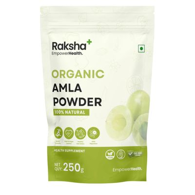 MASALAMARVEL Raksha Plus Organic Amla Powder for Hair Growth, Juice, Skin, Facepack, Drinking, Eating, 250g