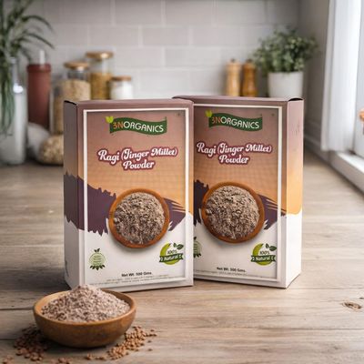 3N ORGANICS Ragi Flour (Finger Millet) - 1 Kg (100% Natural) | Finger Millet Flour | Nachni Atta | Mandia Powder | Kelvaragu Flour | Rich in Calcium, Fiber & Protein.